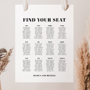 12 Table 120 Guests Wedding Seating Chart