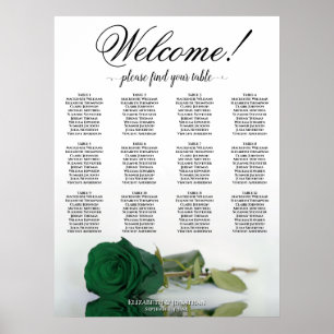 12 Table Elegant Emerald Green Rose Seating Chart