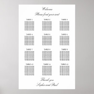 12 Table Elegant Minimalist Seating Chart