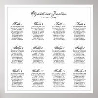 12 Table Simple & Elegant Wedding Seating Chart