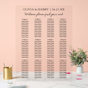 12 Table Simple Minimalist Wedding Seating Chart 