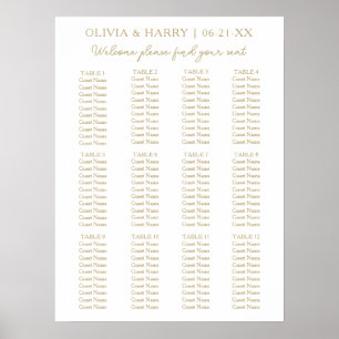 12 Table Simple Minimalist Wedding Seating Chart