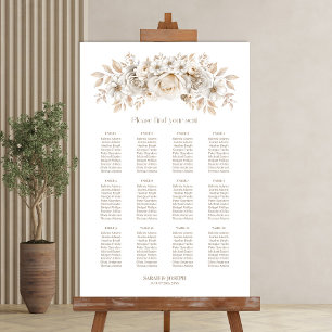 12 Table White Floral Wedding Seating Chart