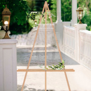 12 Tables Greenery Wedding Seating Plan  Acrylic Sign