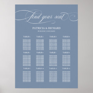 12 Tables Wedding Seating Plan Sign Dusty Blue