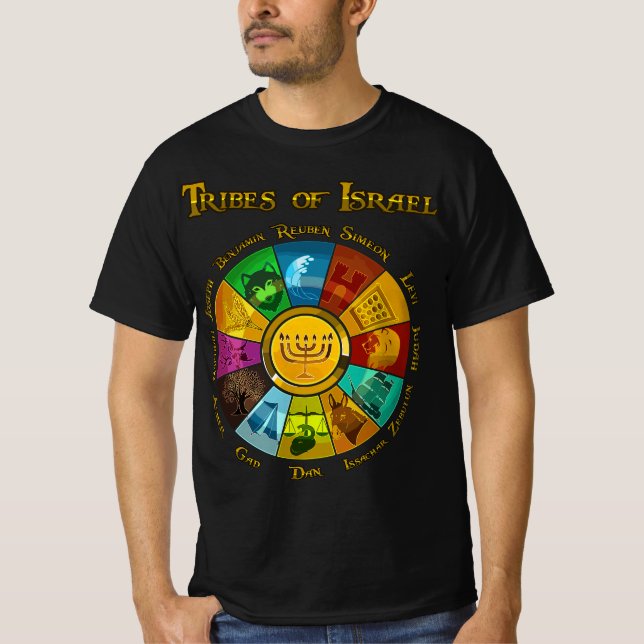 12 Twelve Tribes Of Israel Hebrew Jewish Israelite T-Shirt (Front)