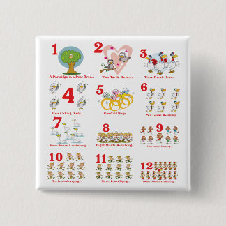 12 twelves days of christmas complete 15 cm square badge