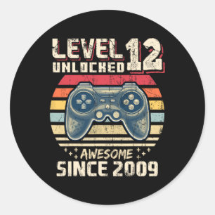 12 Unlocked Awesome 2009 Video Game 12th Birthday  Classic Round Sticker