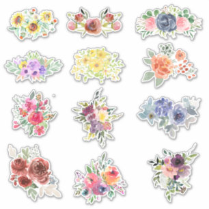 12 Watercolor flowers