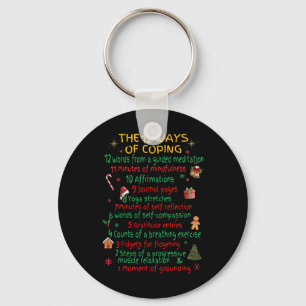 12 Ways Of Coping Funny Christmas Mental Health Key Ring