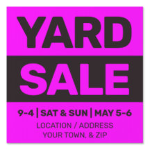 12 X 12 Neon Pink Yard Sale Sign