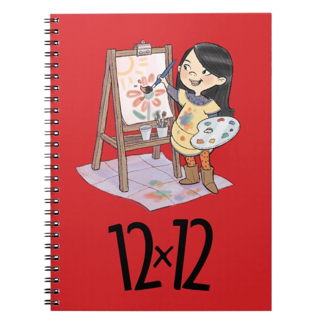 12 x 12 Painter Girl Spiral Notebook Red (Front)