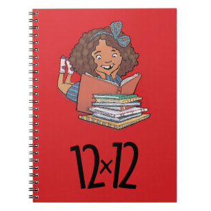 12 x 12 Reader Girl Spiral Notebook Red