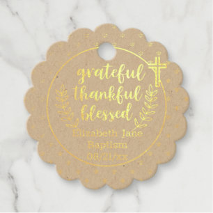 12 x Shiny REAL GOLD FOIL Thank You BAPTISM Favour Tags