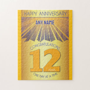 12 Year AA 12 Step Anniversary Personalised Jigsaw Puzzle