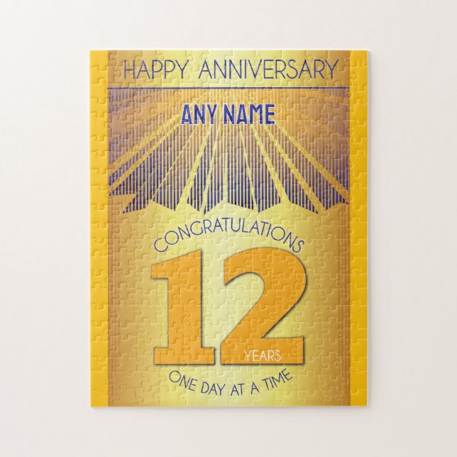 12 Year | AA 12 Step Anniversary Personalised Jigsaw Puzzle (Vertical)