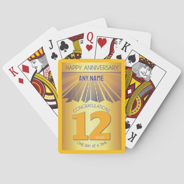 12 Year | Golden Ray 12 Step CUSTOM NAME Playing Cards (Back)