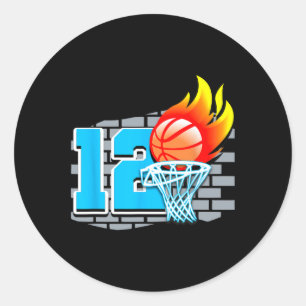 12 Year Old 12th Basketball Birthday Party Theme B Classic Round Sticker