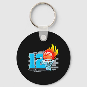 12 Year Old 12th Basketball Birthday Party Theme B Key Ring