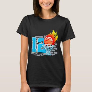 12 Year Old 12th Basketball Birthday Party Theme B T-Shirt
