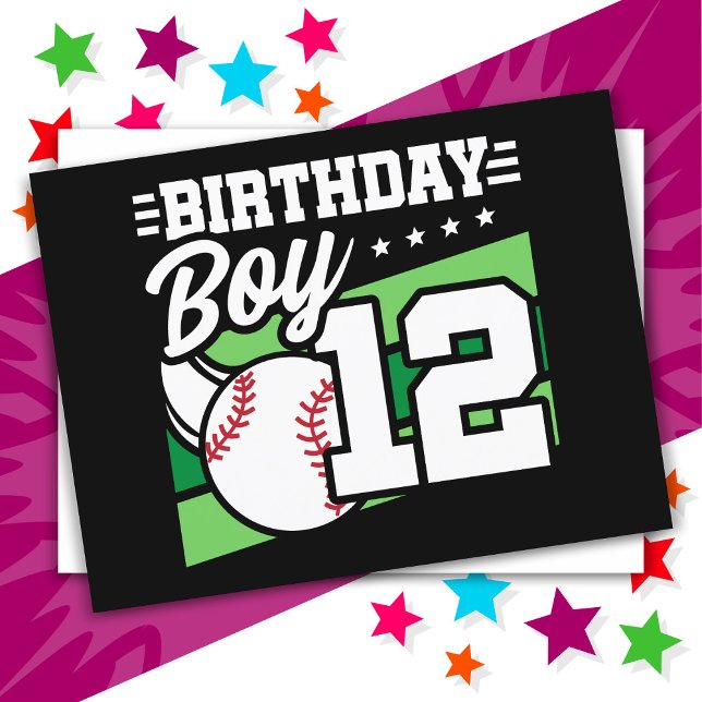 12 Year Old Baseball Party Theme 12th Birthday Boy Postcard (Creator Uploaded)