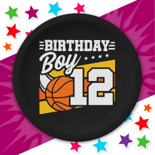 12 Year Old Basketball Party 12th Birthday Boy Paper Plate