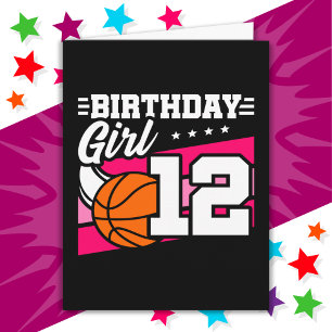 12 Year Old Basketball Party 12th Birthday Girl Card
