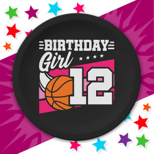 12 Year Old Basketball Party 12th Birthday Girl Paper Plate