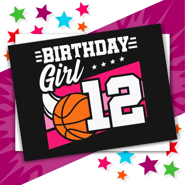 12 Year Old Basketball Party 12th Birthday Girl Postcard (Creator Uploaded)