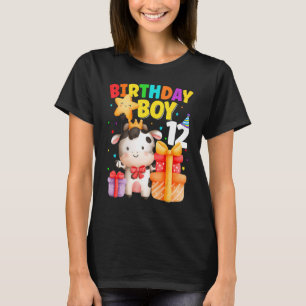 12 Year Old Birthday Boy 12th Cow Farm Animals B D T-Shirt