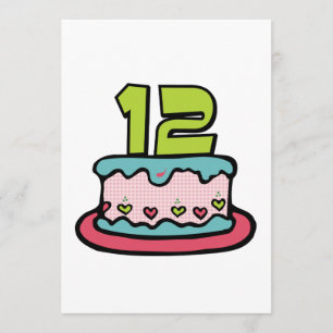 12 Year Old Birthday Cake Card