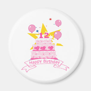 12 Year Old Birthday Cake Magnet