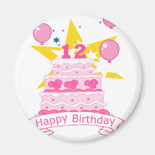 12 Year Old Birthday Cake Magnet