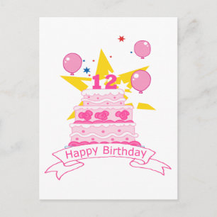 12 Year Old Birthday Cake Postcard