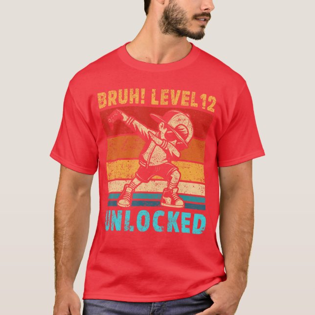 12 Year Old Birthday Dabbing Boy Bruh 12th Level U T-Shirt (Front)