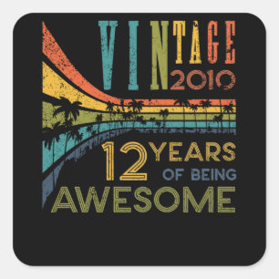 12 Year Old Birthday Vintage 2010 12th Birthday Square Sticker