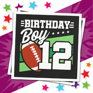 12 Year Old Football Party Theme 12th Birthday Boy Napkin