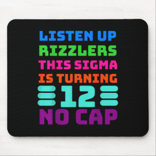12 Year Old Funny Birthday Shirt - Rizz, Sigma, Br Mouse Pad