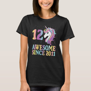 12 Year Old Gifts Girls Teens Rainbow Unicorn 12th T-Shirt