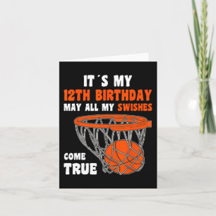 12 Year Old Happy 12th Birthday Basketball 12th Bi Card