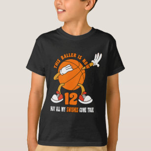 12 Year Old Happy 12th Birthday Basketball 12th Bi T-Shirt