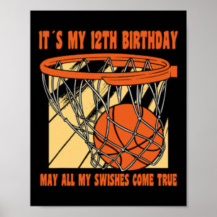 12 Year Old Happy 12th Birthday Bysketbyll 12th Bi Poster
