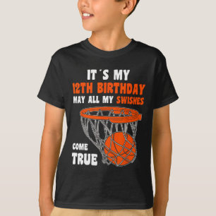 12 Year Old Happy 12th Birthday Bysketbyll 12th Bi T-Shirt