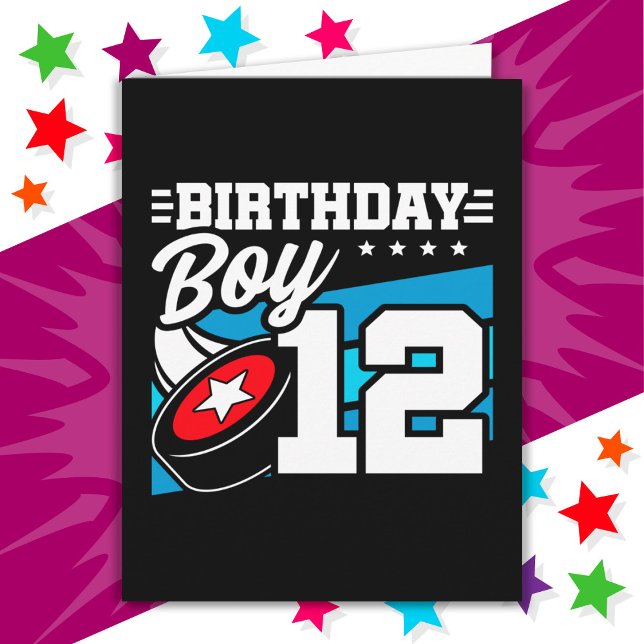12 Year Old Hockey Party Theme 12th Birthday Boy Card (Creator Uploaded)