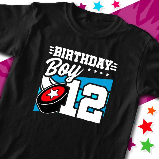 12 Year Old Hockey Party Theme 12th Birthday Boy T-Shirt (Creator Uploaded)