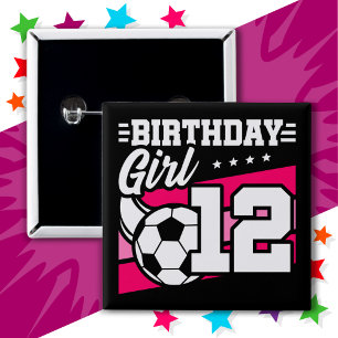 12 Year Old Soccer Football 12th Birthday Girl 15 Cm Square Badge