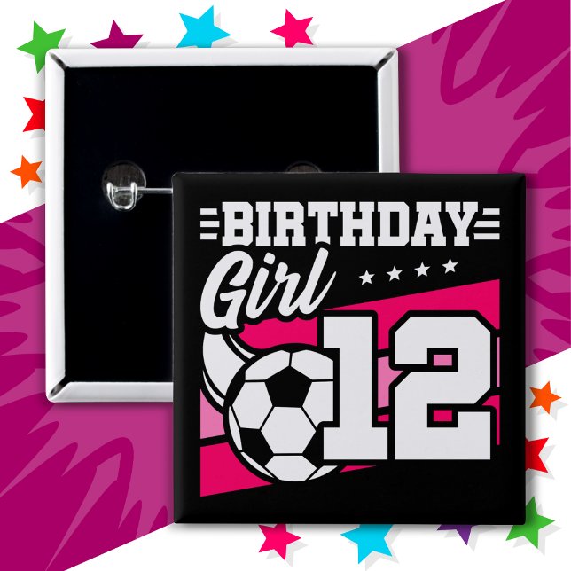 12 Year Old Soccer Football 12th Birthday Girl 15 Cm Square Badge (Creator Uploaded)