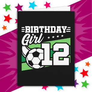 12 Year Old Soccer Football 12th Birthday Girl Card