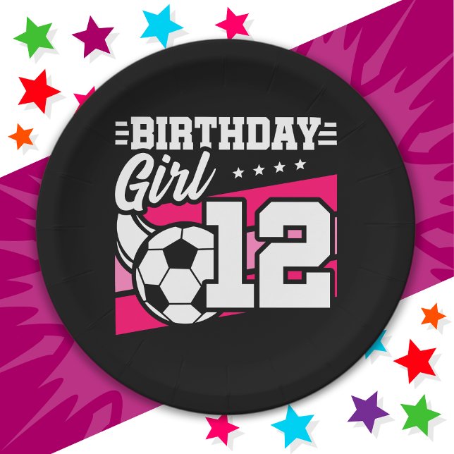 12 Year Old Soccer Football 12th Birthday Girl Paper Plate (Creator Uploaded)