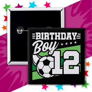 12 Year Old Soccer Football Kids 12th Birthday Boy 15 Cm Square Badge
